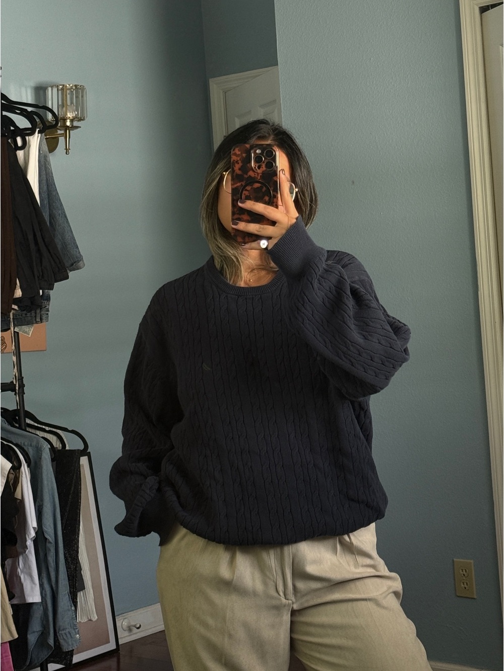Navy Cableknit Sweater